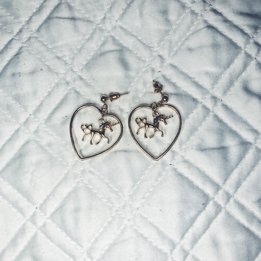 Trendy Unicorn Heart Earrings
